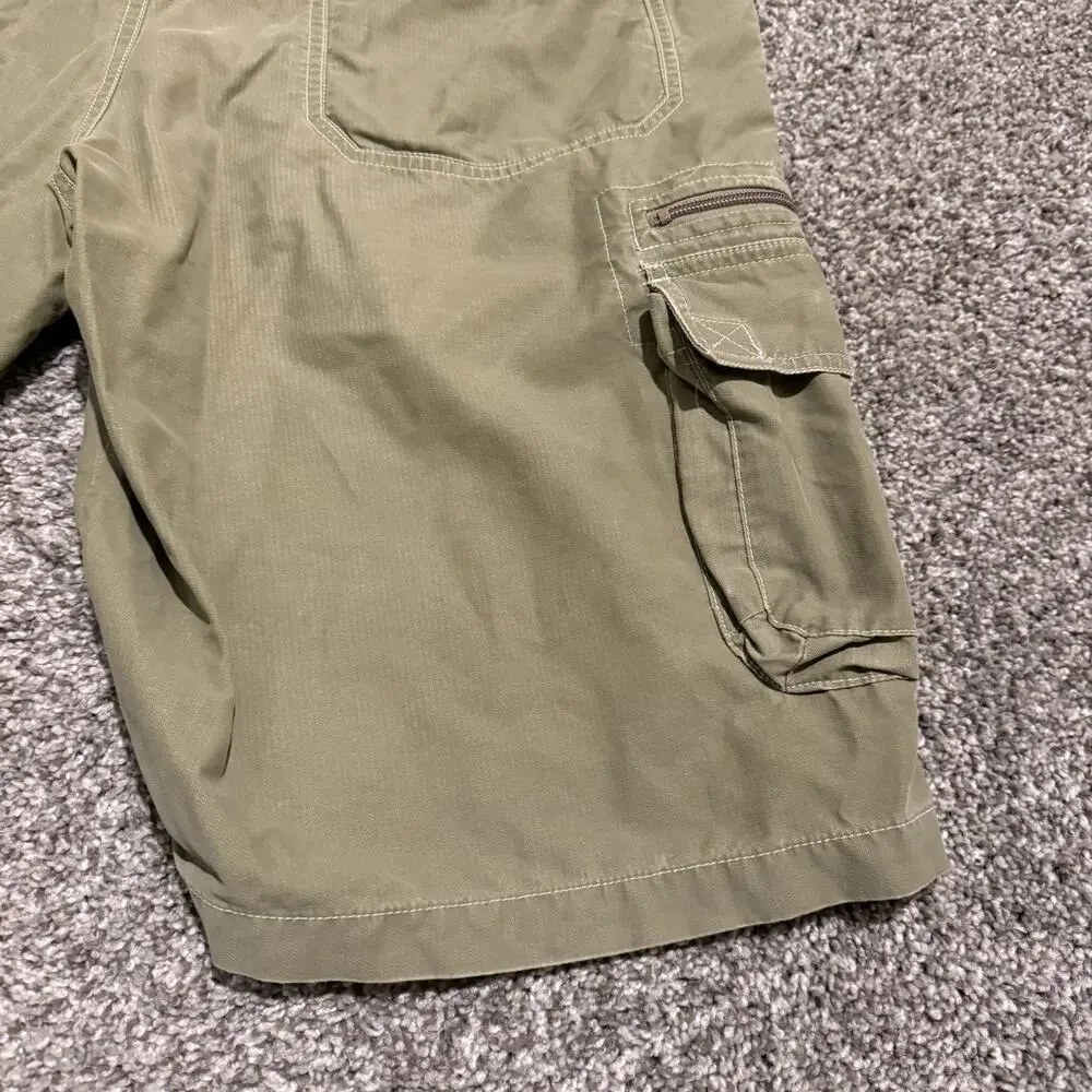KÜHL Mens XL Khaki Cargo Shorts Ambassador Wornout Hiking Outdoor Utility